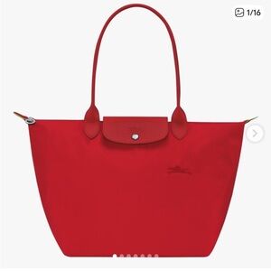 Longchamp Tomato Red Canvas Tote